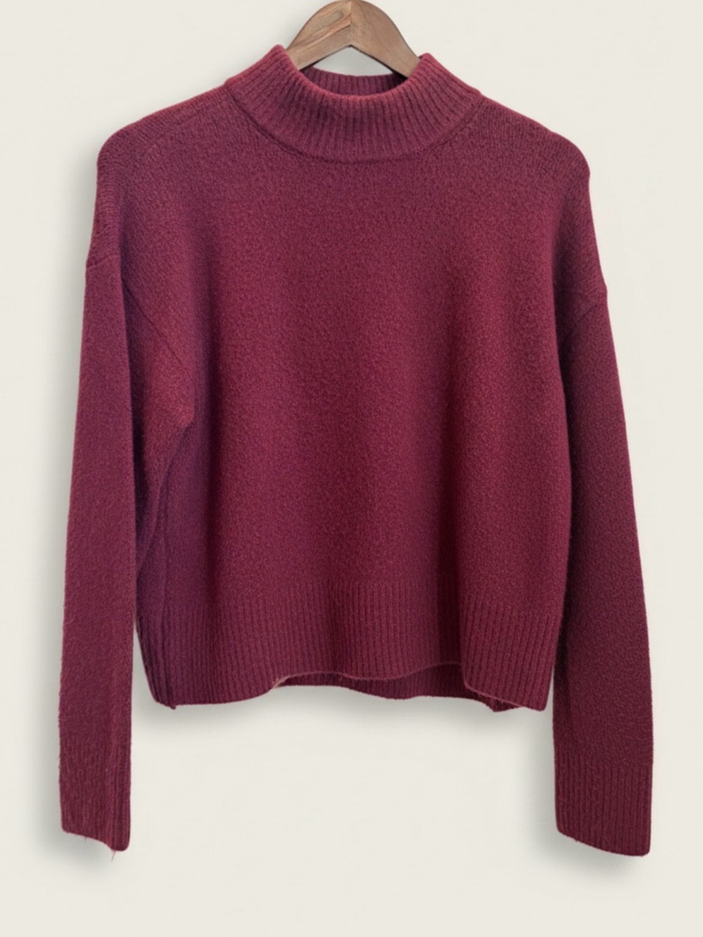 Women's Burgundy Mock Neck Sweater - Classic Cozy Layer